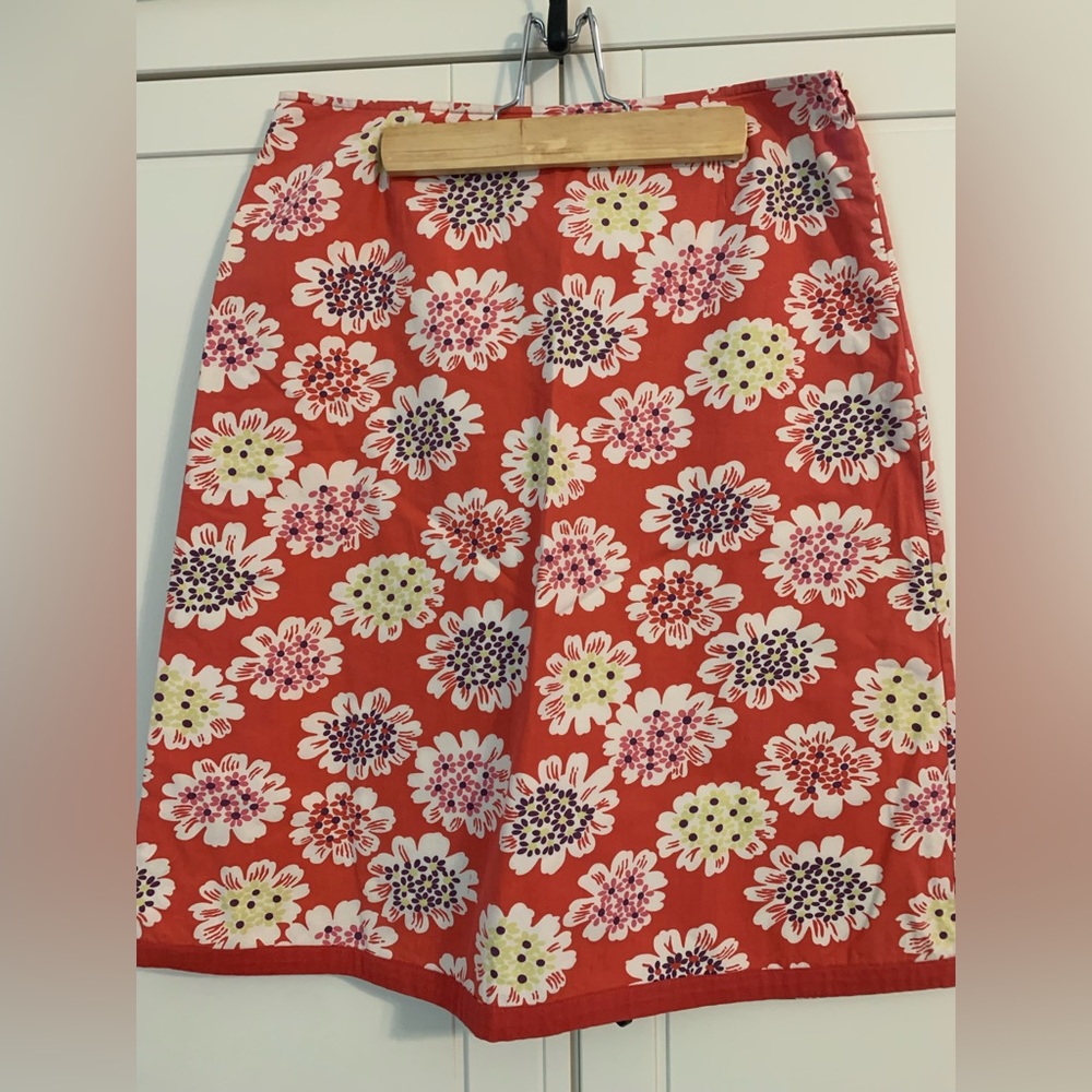 Boden Red Floral A-Line Skirt